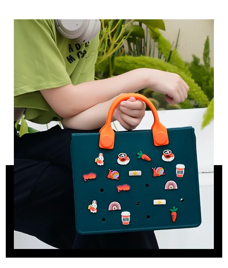 Waterproof EVA Tote Bag with Charm Holes