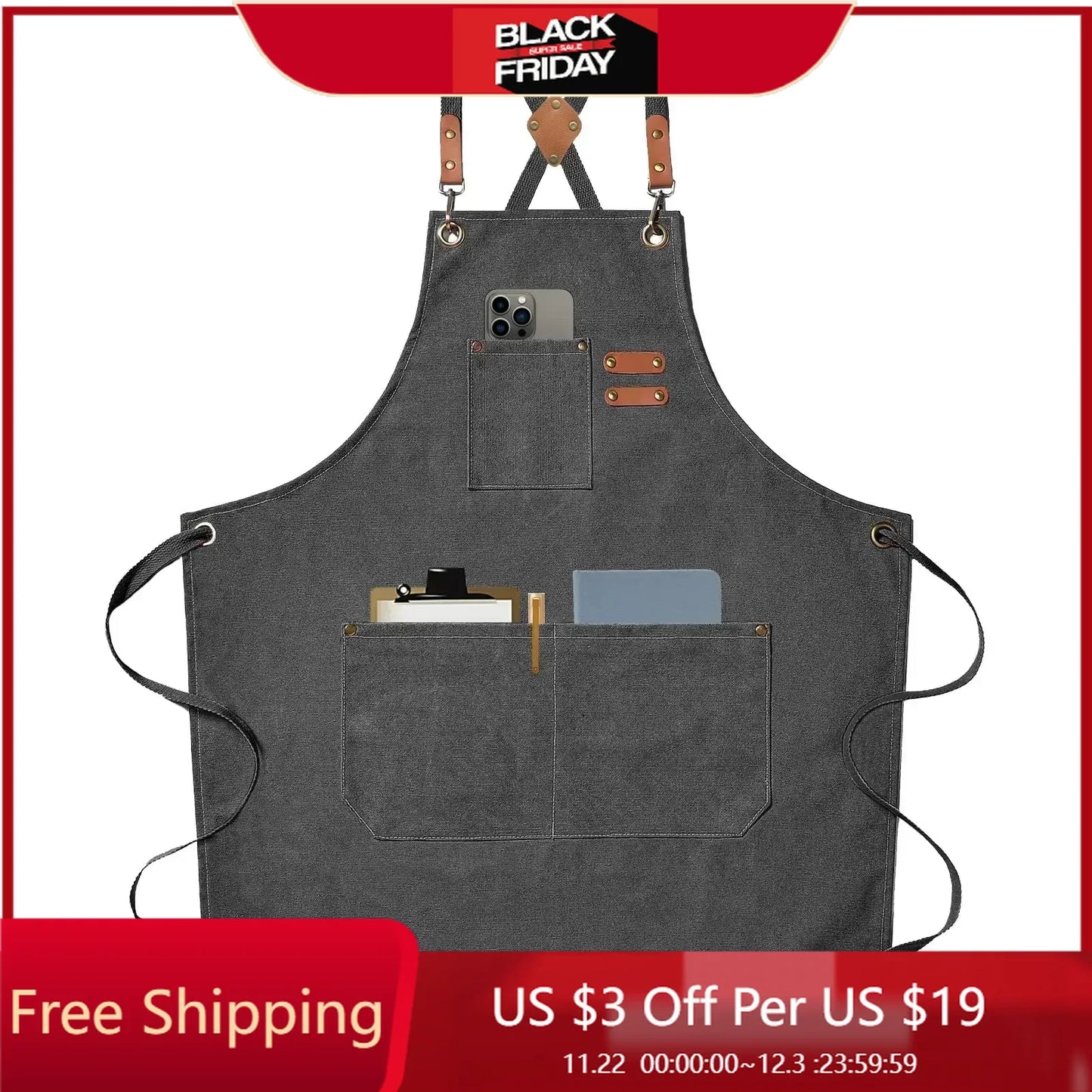 Cross-Back Canvas Work Apron