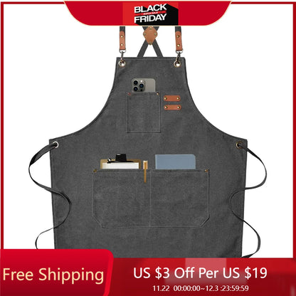 Cross-Back Canvas Work Apron