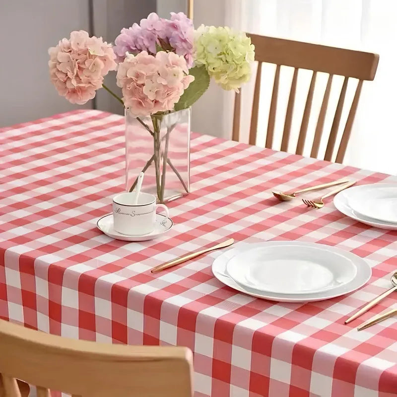 Disposable Checkered Plastic Tablecloth