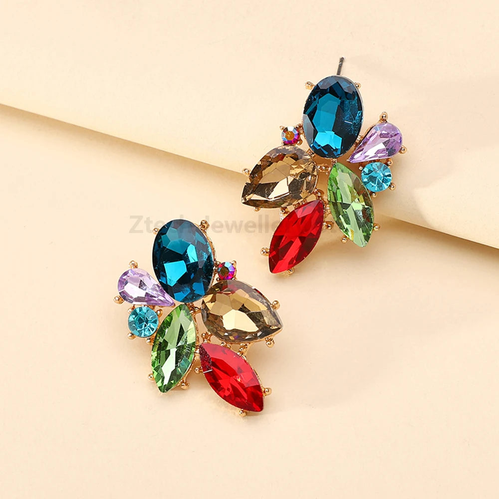 Colorful Crystal Charm Earrings