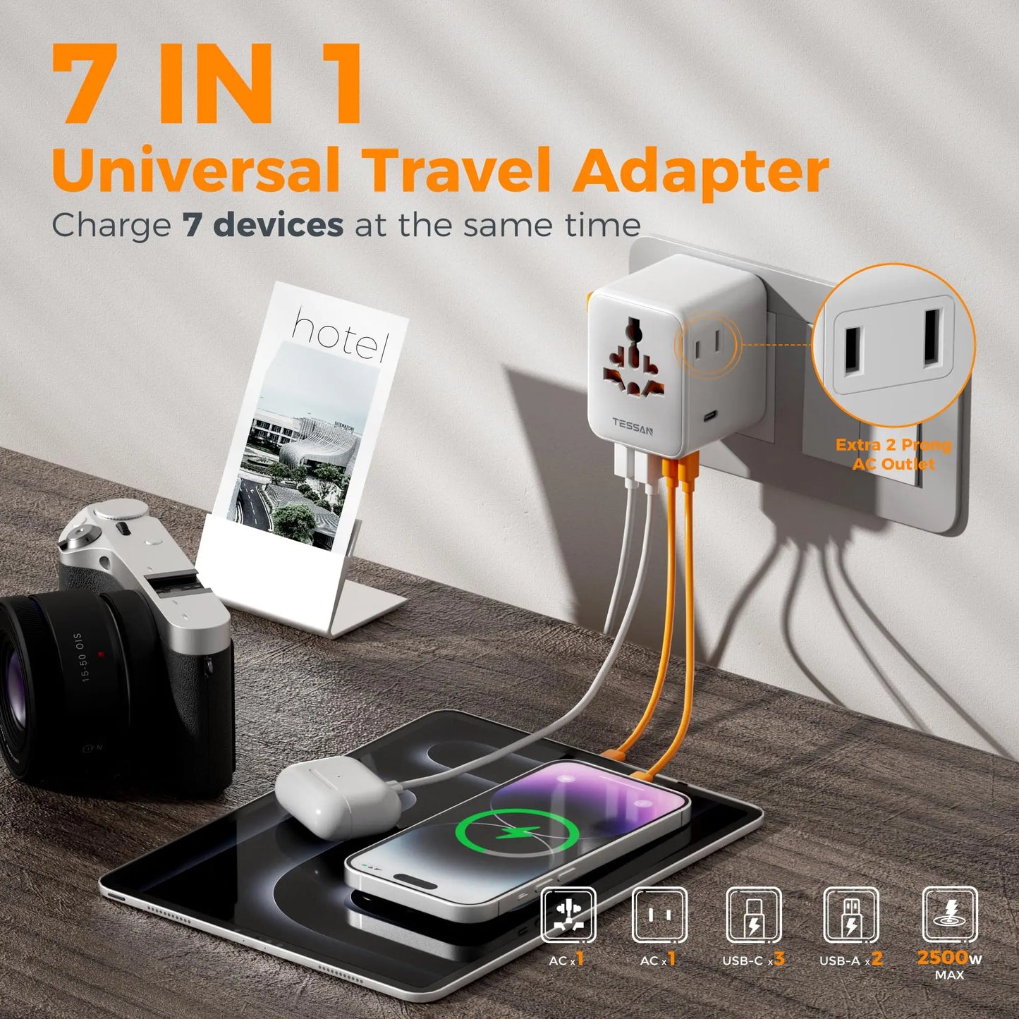 Universal Travel Adapter with 5 USB Ports