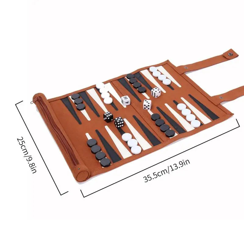 Roll-Up Leather Backgammon Set