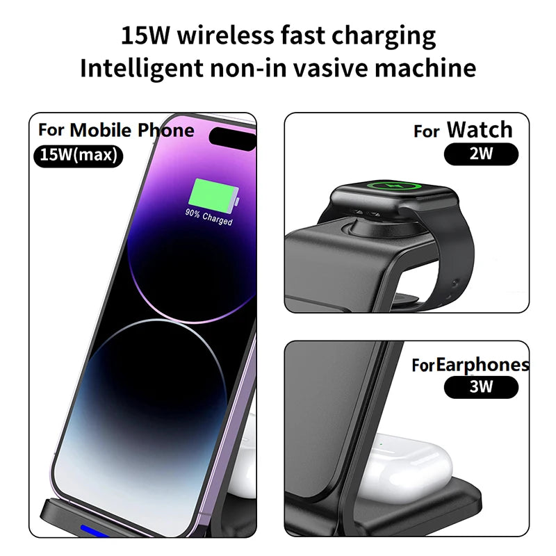 3-in-1 Portable Magnetic Wireless Charging Stand