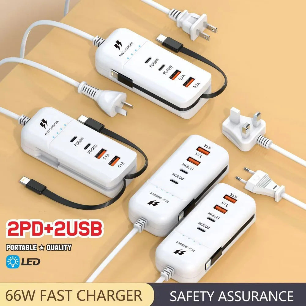 66W Multi-Port USB-C Fast Charger