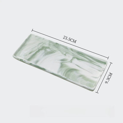 Marble Pattern Rectangular Bathroom Vanity Tray
