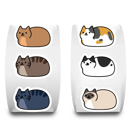 500 Cute Cartoon Cat Roll Stickers