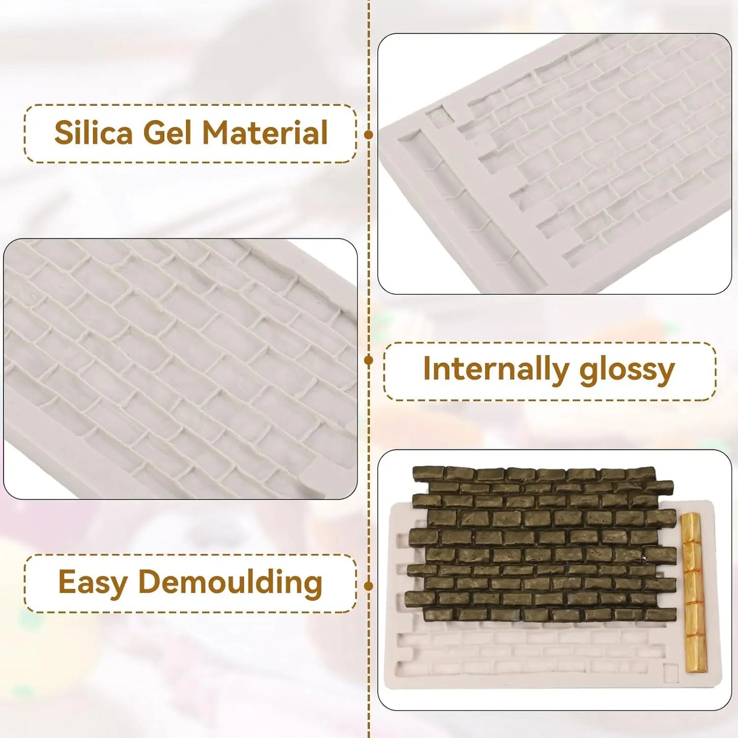 VERIDIAN Rock Brick Wall Texture Silicone Molds Diy Wood Grain Tree Bark Silicone Mat Fondant Baking Mold Cake Decorating Tools