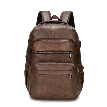 USB Charging PU Leather Laptop Backpack