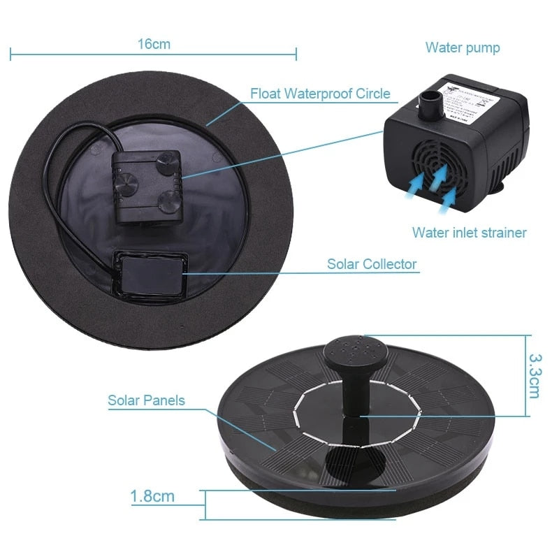 Mini Solar Water Fountain Pool Pond Waterfall