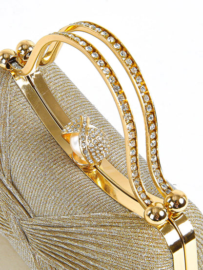 Ruched Glitter Evening Clutch Bag