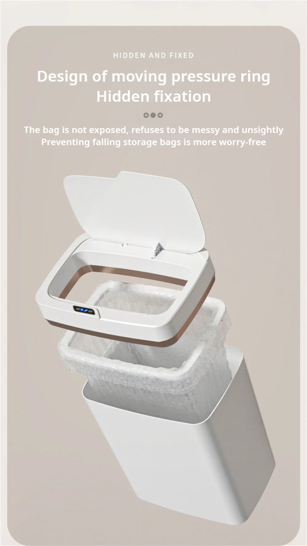 Smart Bathroom Trash Can 15L