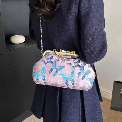 Vintage Embroidered Chain Clutch Handbag