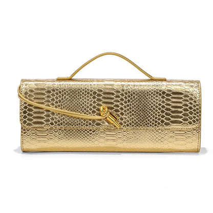 Luxury Snakeskin Top Handle Shoulder Bag