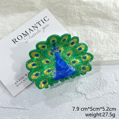 Peacock Acrylic Hair Claw Clip