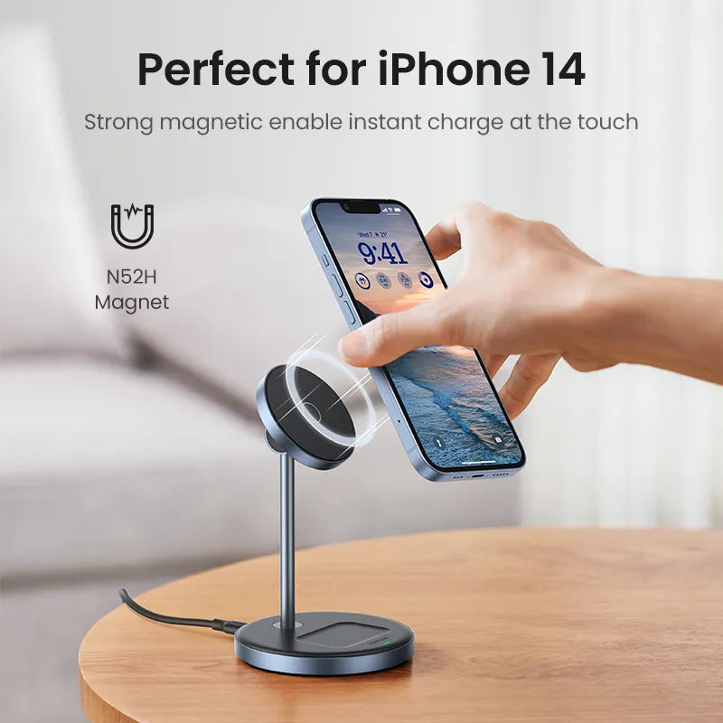 Ugreen Magnetic Wireless Charger Stand 2-in-1 For iPhone 15 14 Pro Max