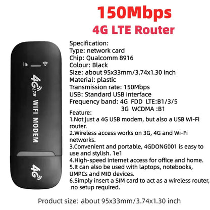 Portable 150Mbps SIM Card Mobile Broadband Adapter