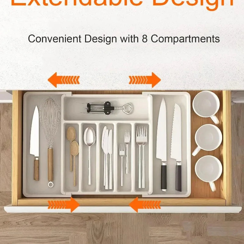 Adjustable Retractable Cutlery Drawer Organizer