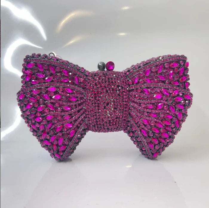 Rhinestone Bow Evening Clutch