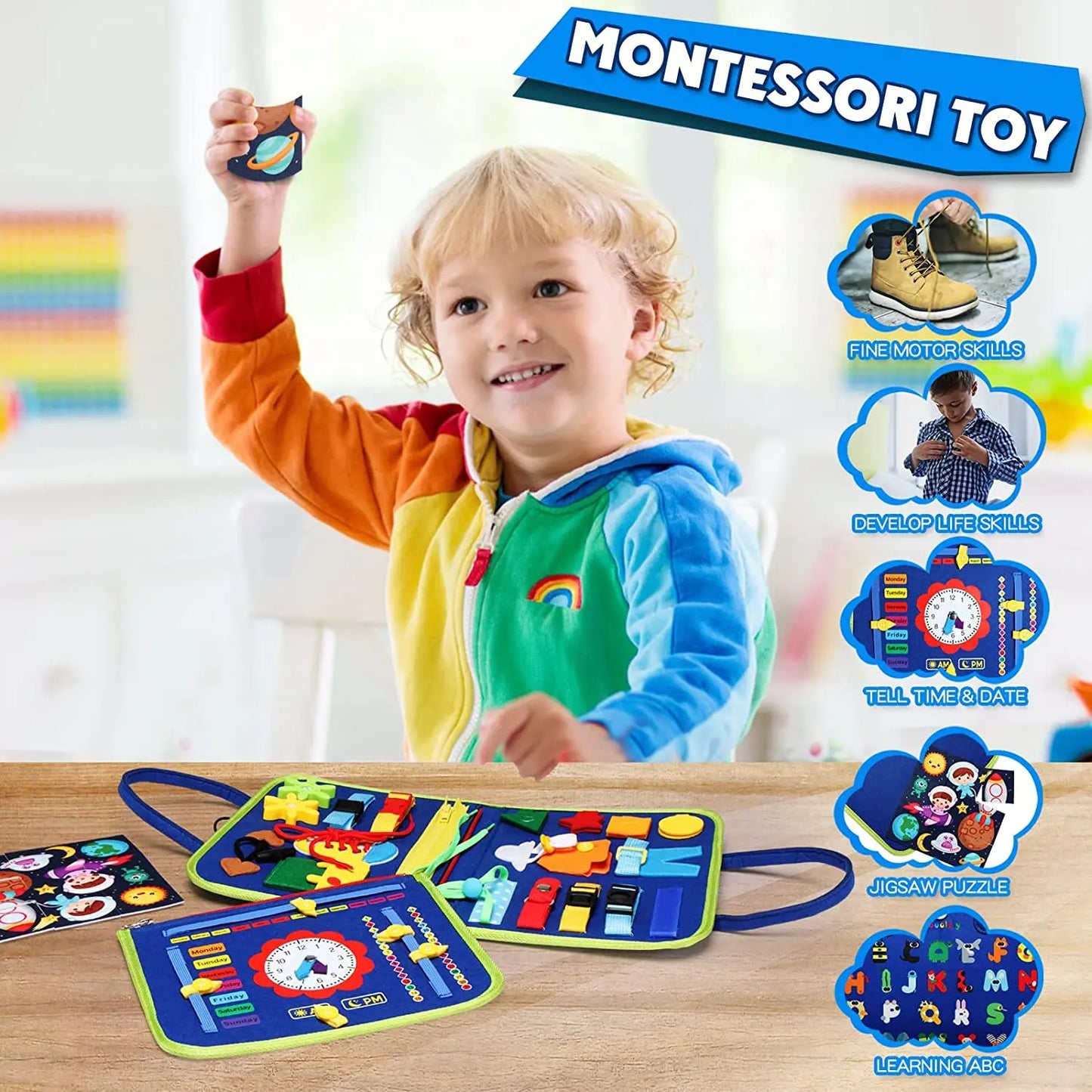 Montessori Busy Board Sensory Activity Toy