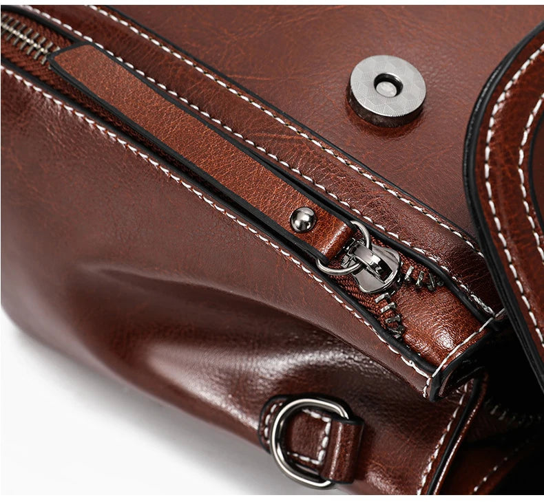 Genuine Cow Leather Top Handle Crossbody Bag