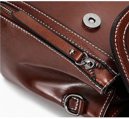 Genuine Cow Leather Top Handle Crossbody Bag