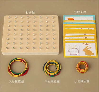 Wooden Montessori Geoboard Geometric Pegboard