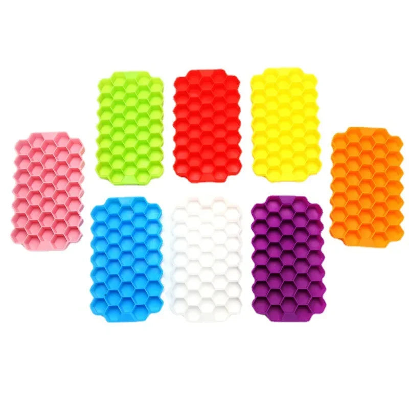 37-Grid Honeycomb Silicone Ice Cube Tray with Lid