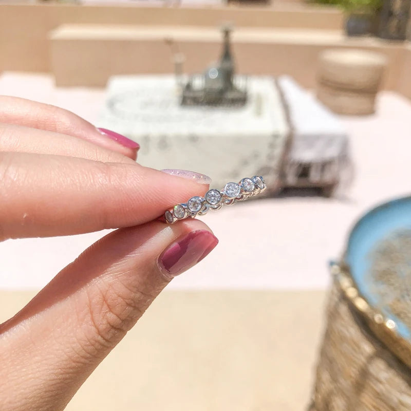 925 Sterling Silver Full Eternity Moissanite Ring
