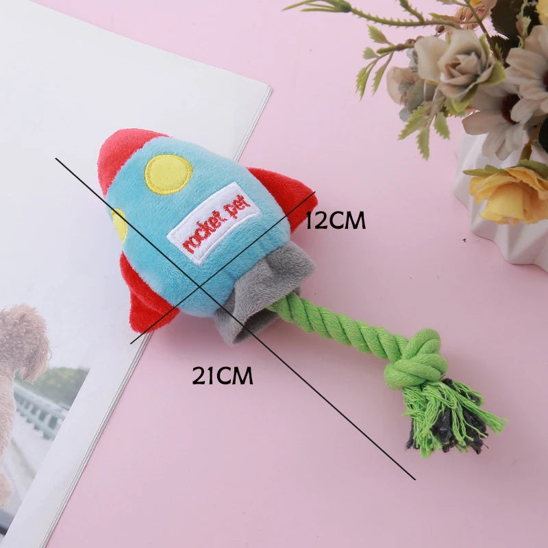 Rocket Shape Plush Dog Toy