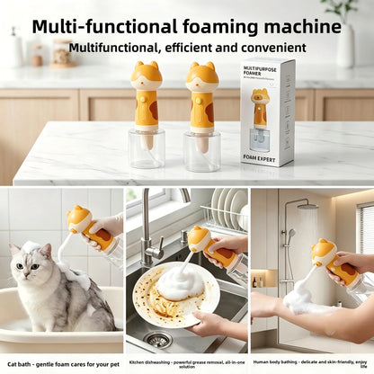 USB Rechargeable Electric Foam Dispenser for Pet Bathing