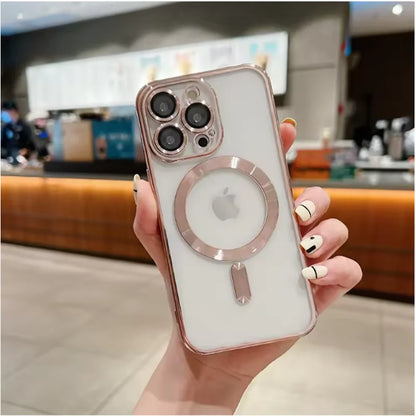 Magnetic Clear Case for iPhone with Lens Protector & Wireless Charging