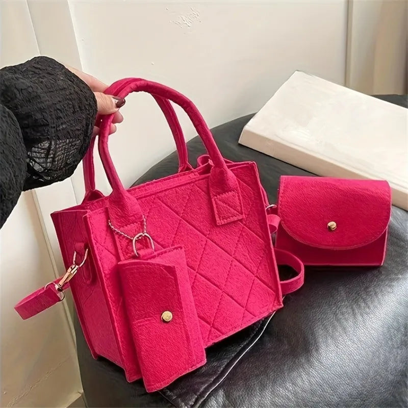 Felt Tote, Crossbody Bag & Wallet Set for Everyday Use