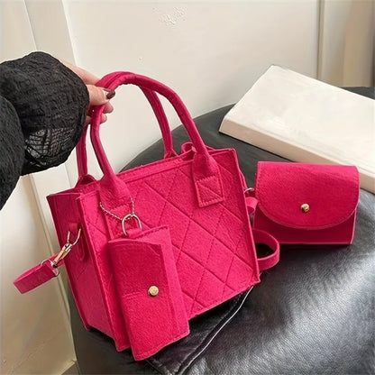 Felt Tote, Crossbody Bag & Wallet Set for Everyday Use