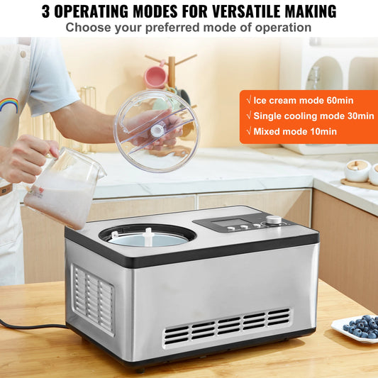 Automatic Ice Cream Maker with Built-In Compressor