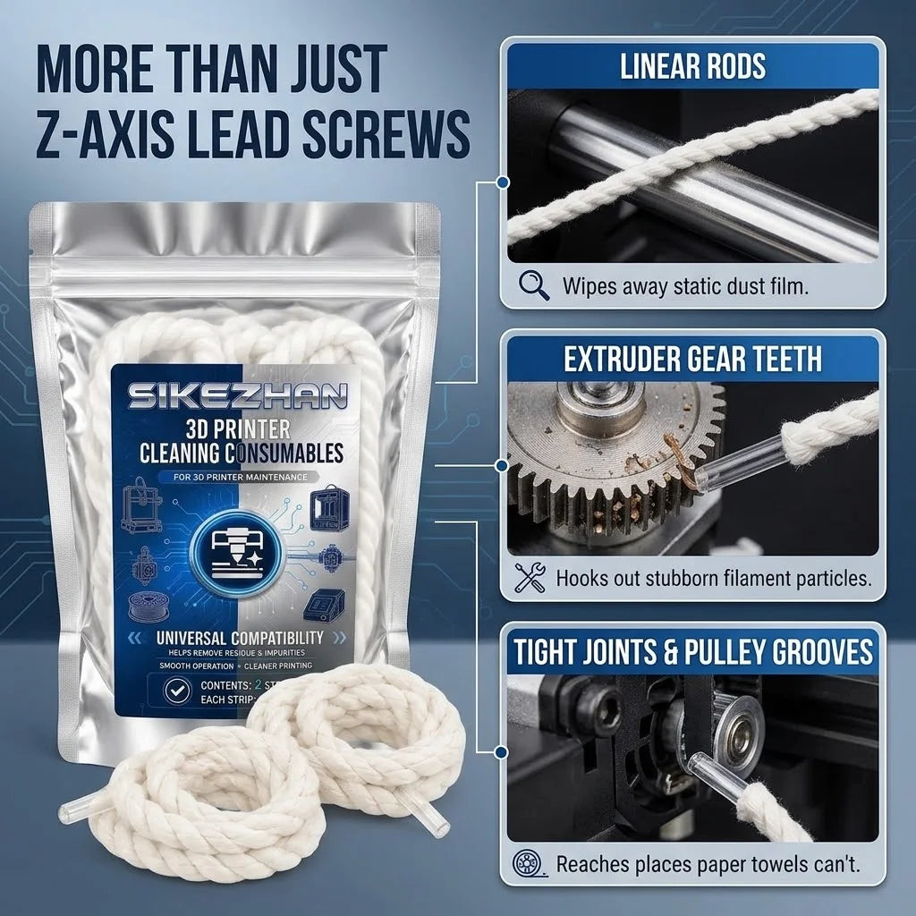 2-Piece 3D Printer Z-Axis Lead Screw Cleaning Rope Set