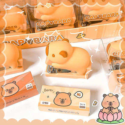 Cute Capybara Stapler with Staples for School & Office