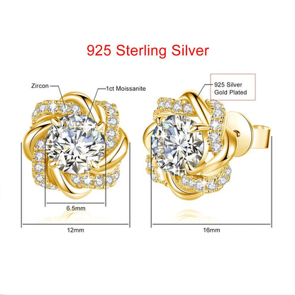 14K Gold Filled Floral Moissanite Stud Earrings