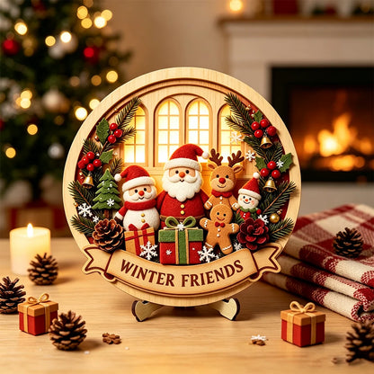 Wooden Christmas Tabletop Ornament with Stand