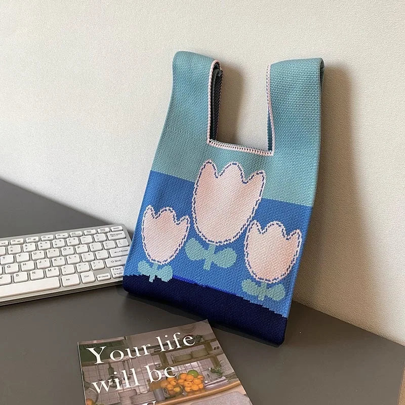 Handmade Knitted Knot Wrist Tote Bag