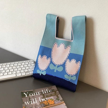 Handmade Knitted Knot Wrist Tote Bag