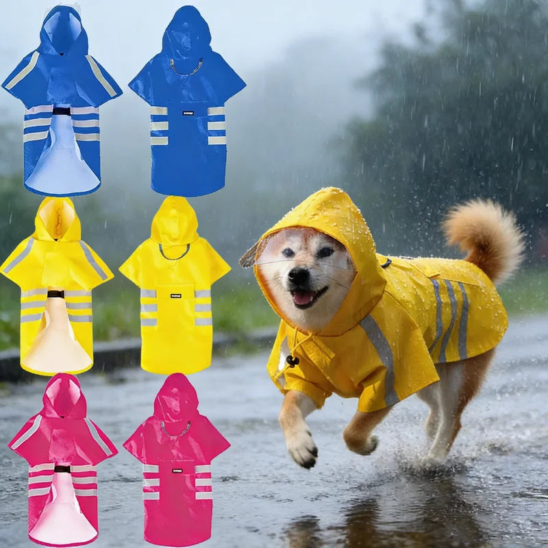 Waterproof Reflective Hooded Dog Raincoat