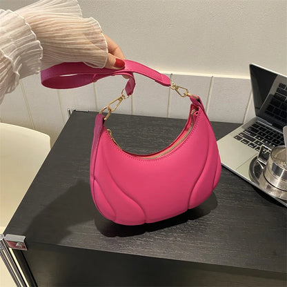 Women’s Half Moon PU Leather Shoulder Bag