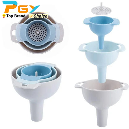 4-in-1 Kitchen Funnel Set with Detachable Strainer