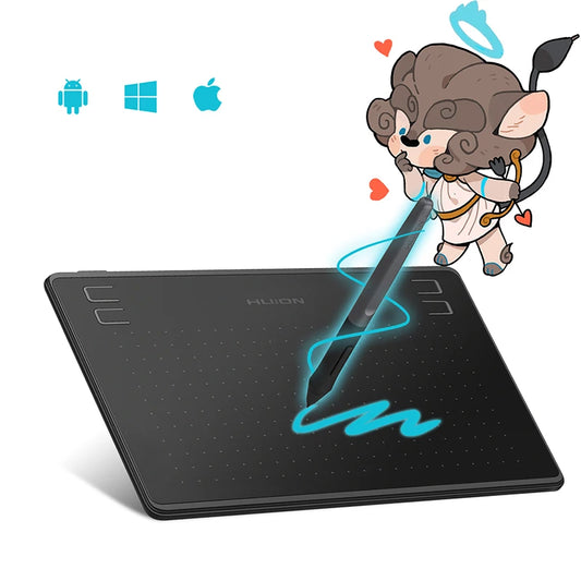 Huion HS64 Graphics Drawing Tablet with Battery-Free Stylus