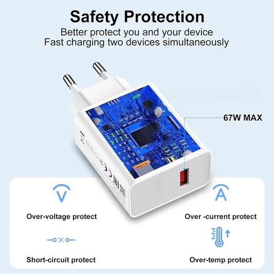 67W Ultra Fast Charger with Type-C USB Cable