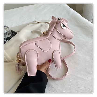 Horse-Shaped PU Leather Crossbody Shoulder Bag