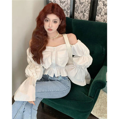 Mexzt Slash Neck Elegant Long Sleeve Blouse