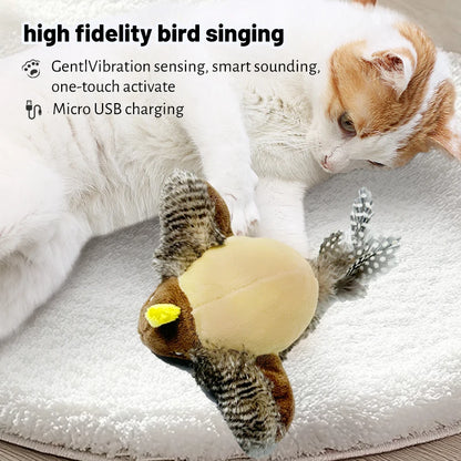 Interactive Sound Bird Feather Toy for Cats
