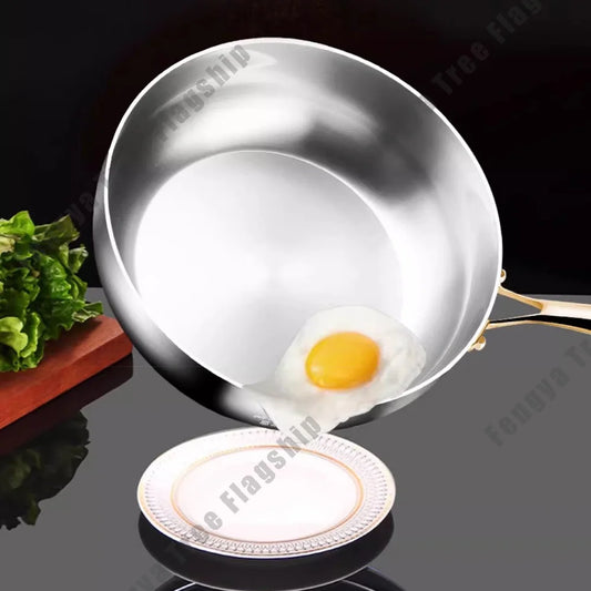 316 Stainless Steel Deep Frying Pan / Wok Skillet